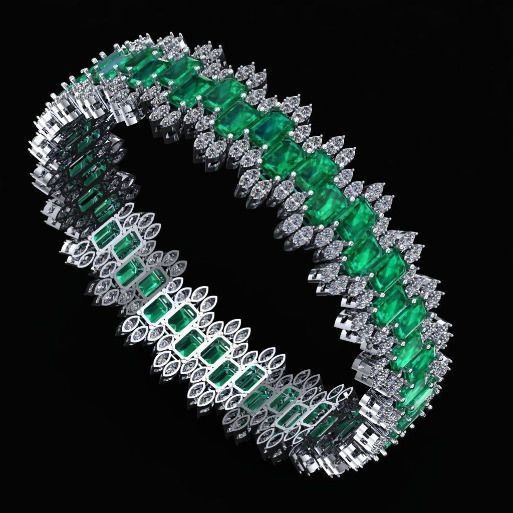 Diamond and Emerald Breslet  for Women 3D print model 3D print model_1