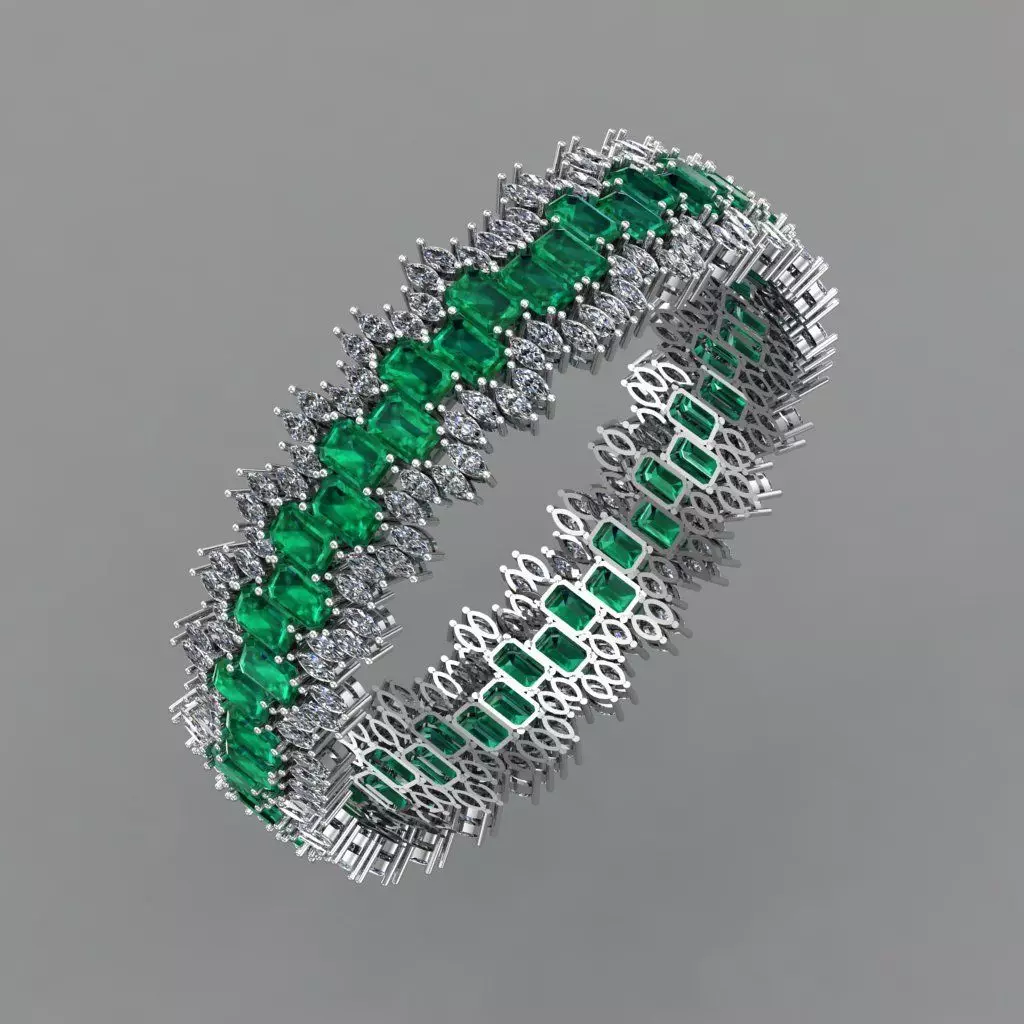 Diamond and Emerald Breslet  for Women 3D print model 3D print model_0