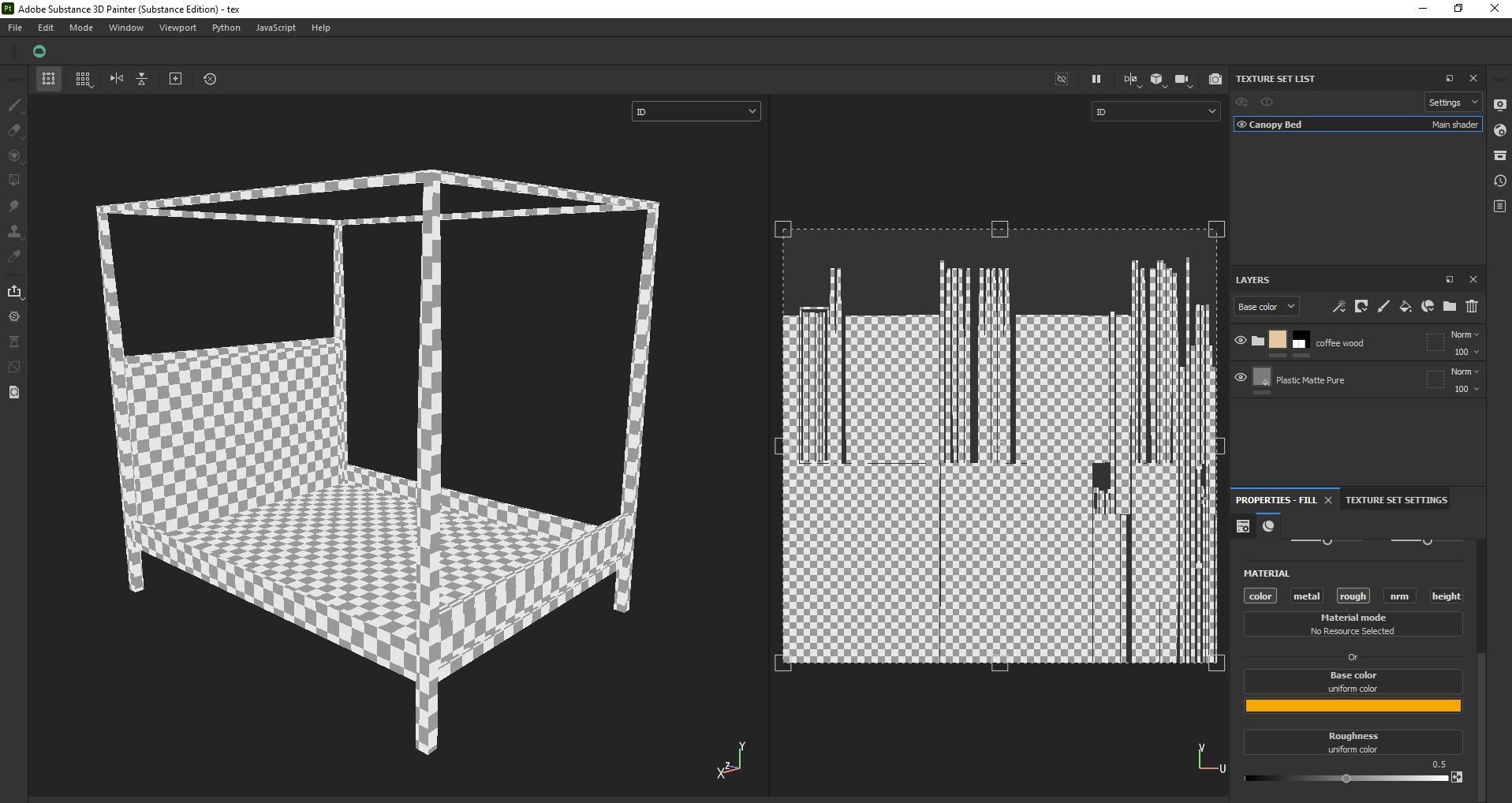 bed - canopy bed - four poster bed - queen bed Low-poly 3D model_21