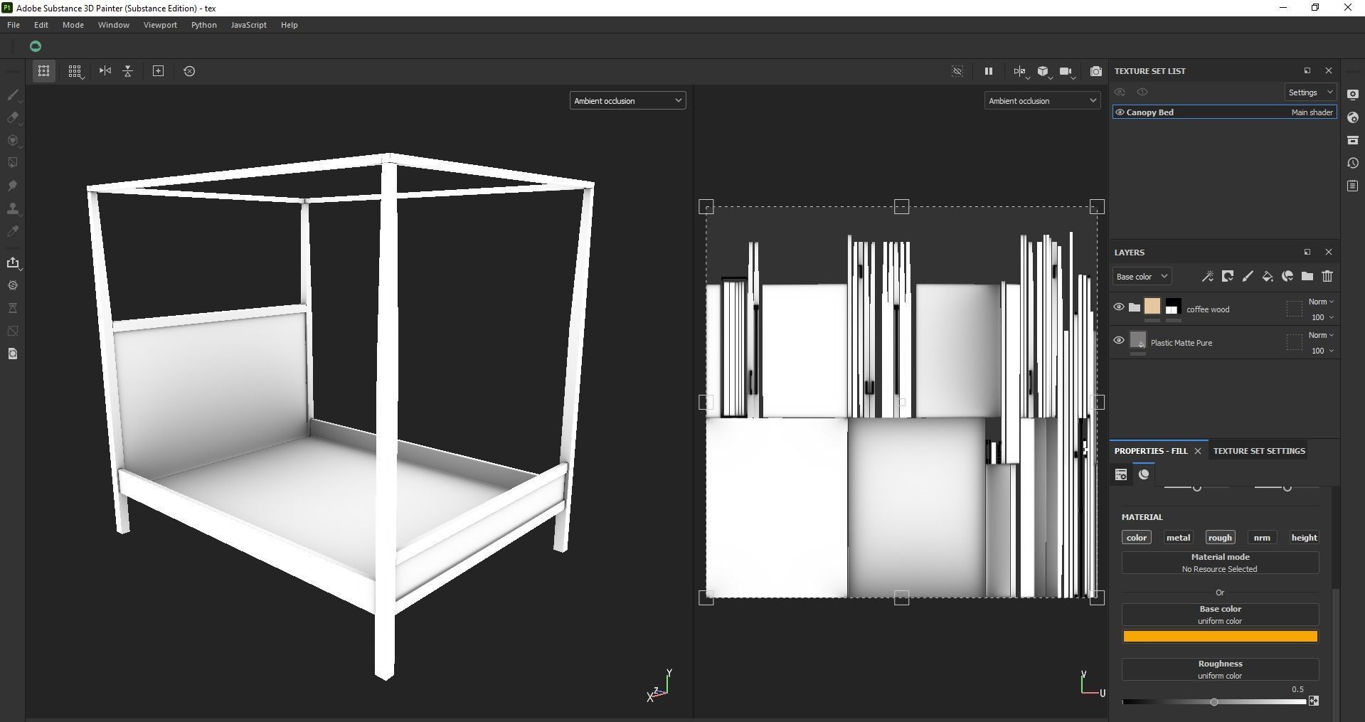 bed - canopy bed - four poster bed - queen bed Low-poly 3D model_7