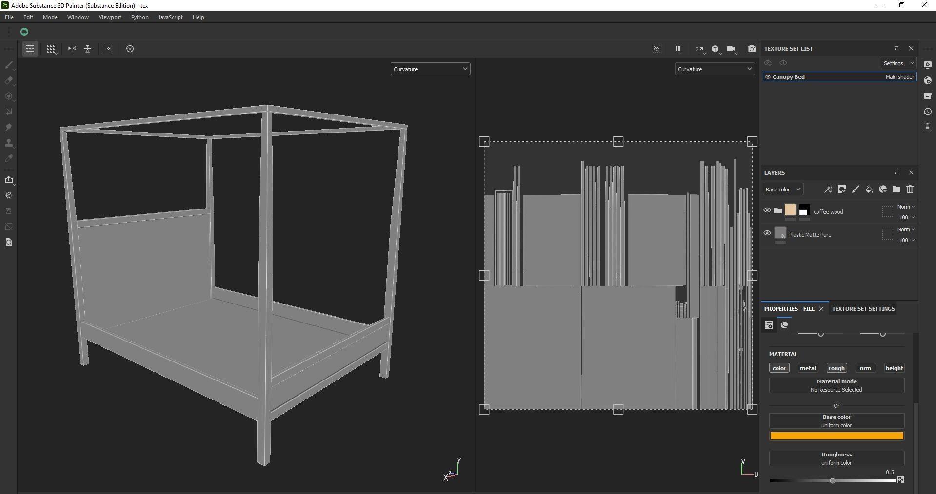 bed - canopy bed - four poster bed - queen bed Low-poly 3D model_27