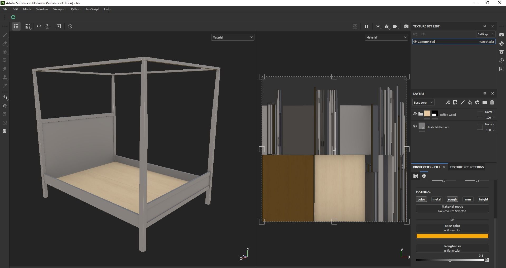 bed - canopy bed - four poster bed - queen bed Low-poly 3D model_19