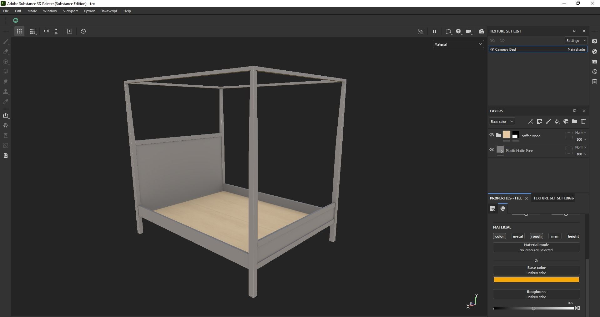 bed - canopy bed - four poster bed - queen bed Low-poly 3D model_16