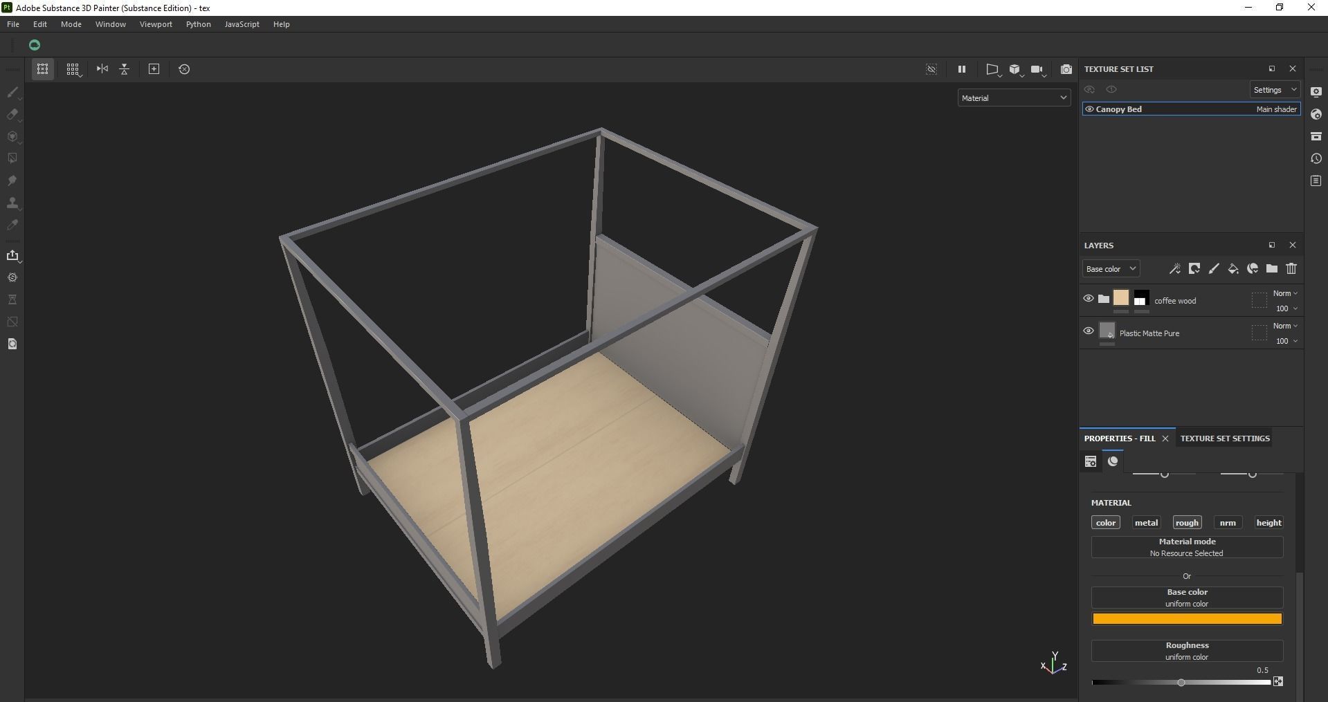 bed - canopy bed - four poster bed - queen bed Low-poly 3D model_15
