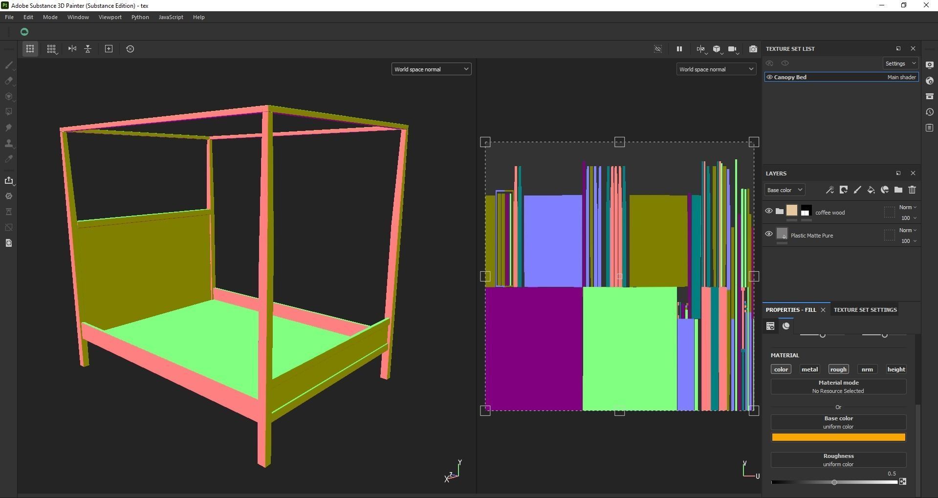 bed - canopy bed - four poster bed - queen bed Low-poly 3D model_18