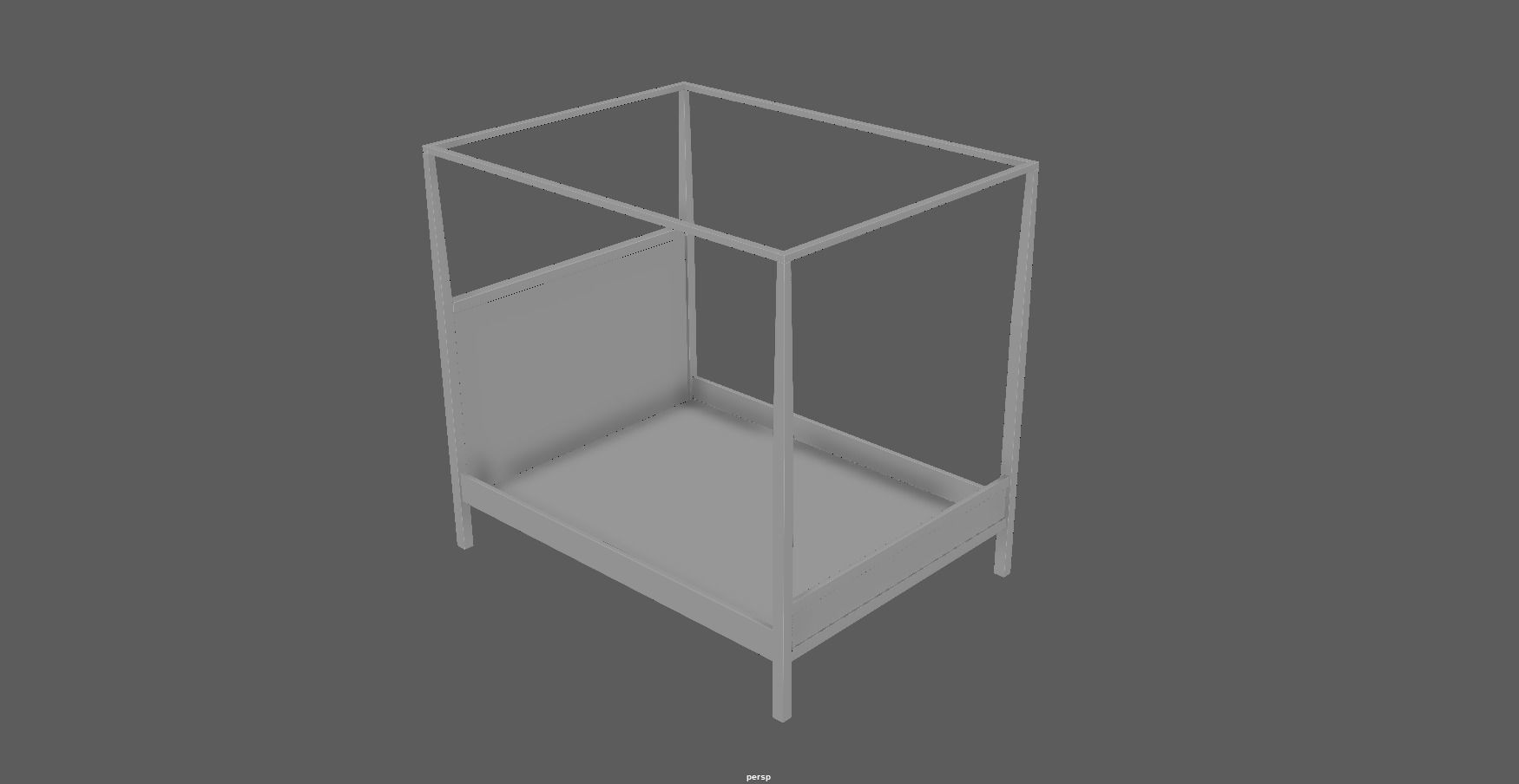 bed - canopy bed - four poster bed - queen bed Low-poly 3D model_29