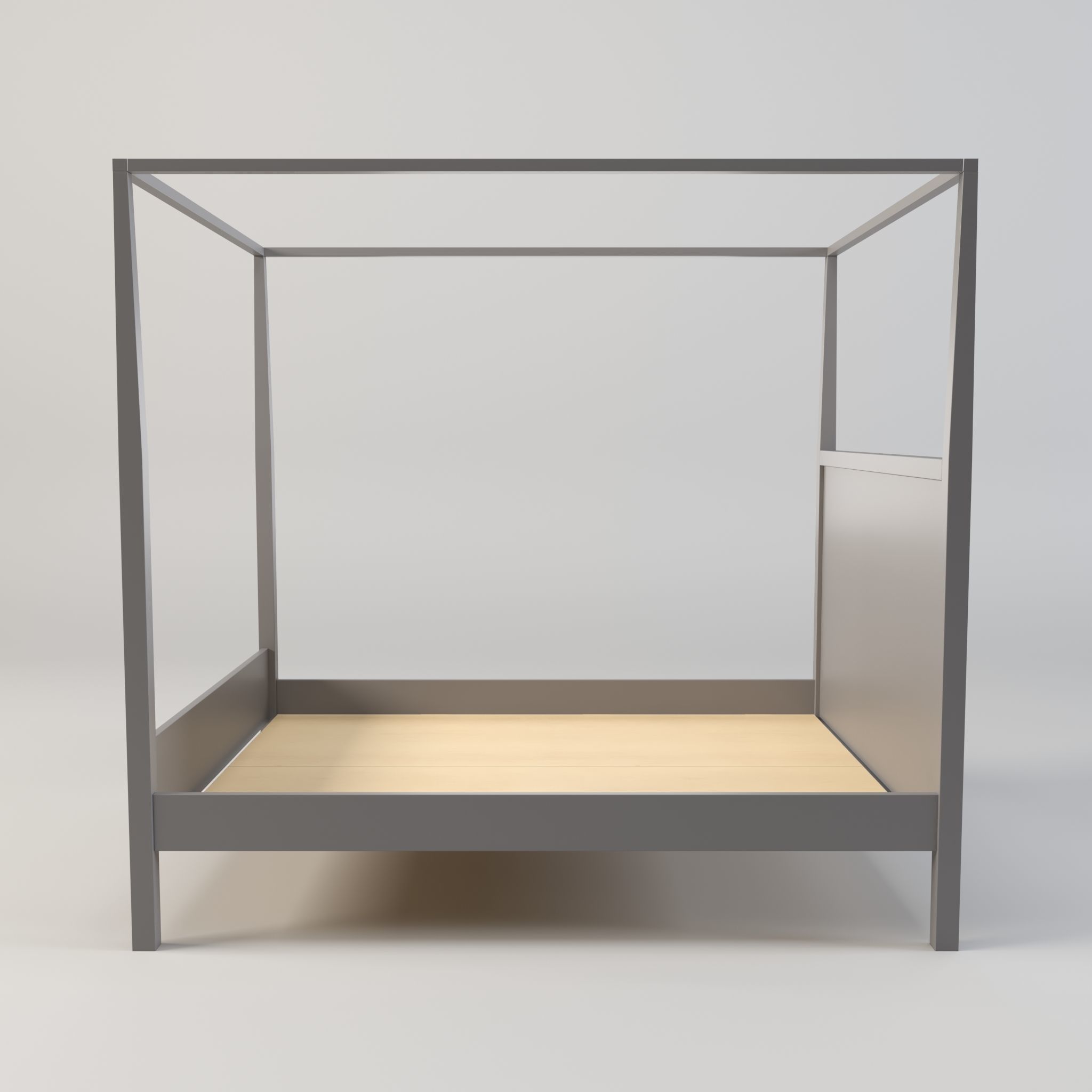 bed - canopy bed - four poster bed - queen bed Low-poly 3D model_4