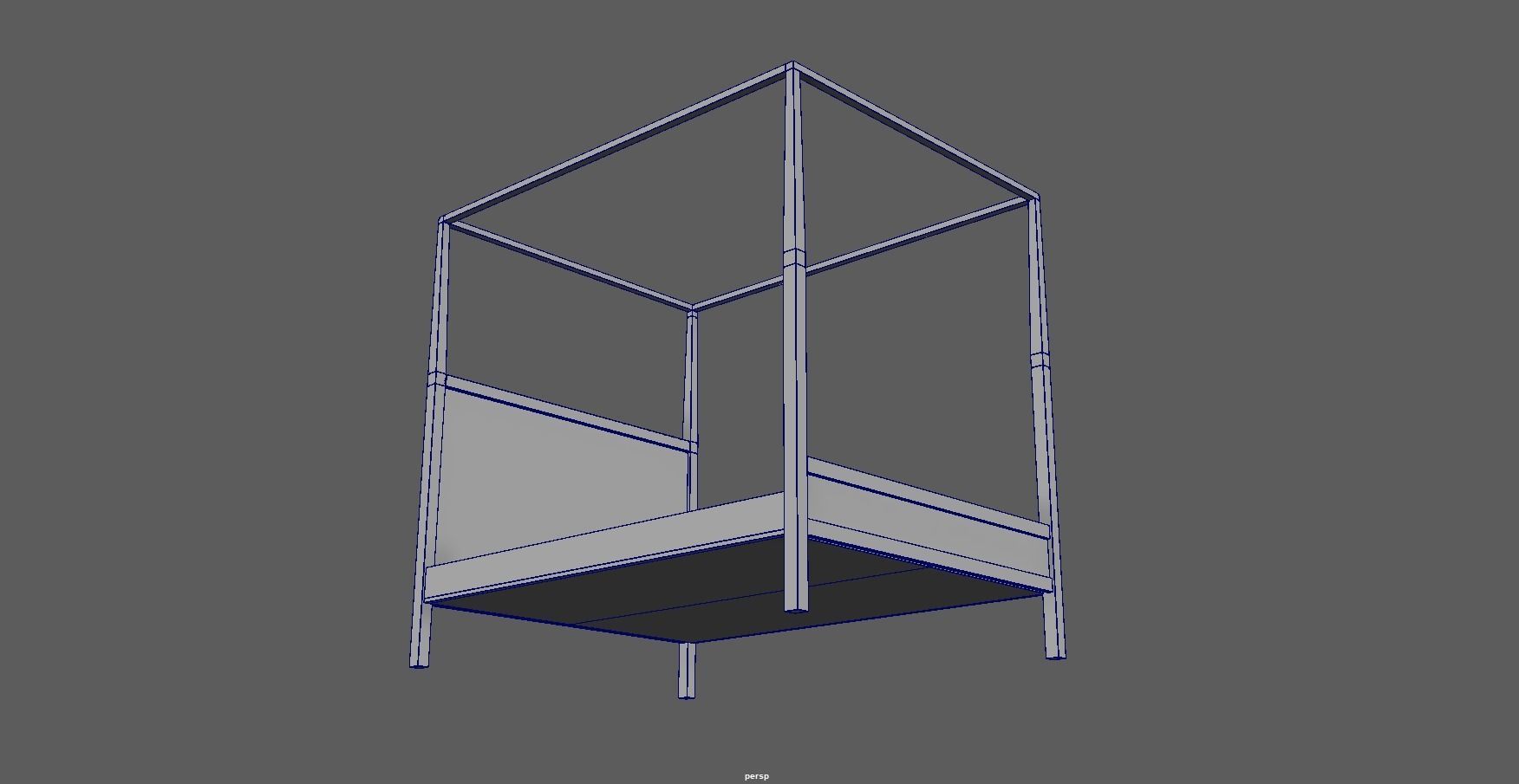 bed - canopy bed - four poster bed - queen bed Low-poly 3D model_22