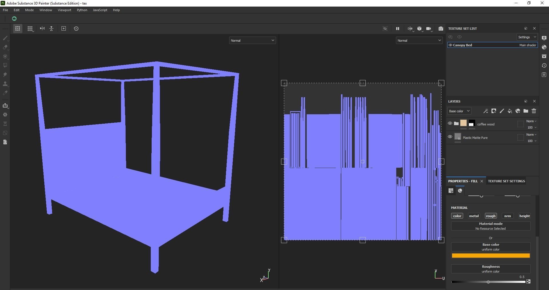 bed - canopy bed - four poster bed - queen bed Low-poly 3D model_20