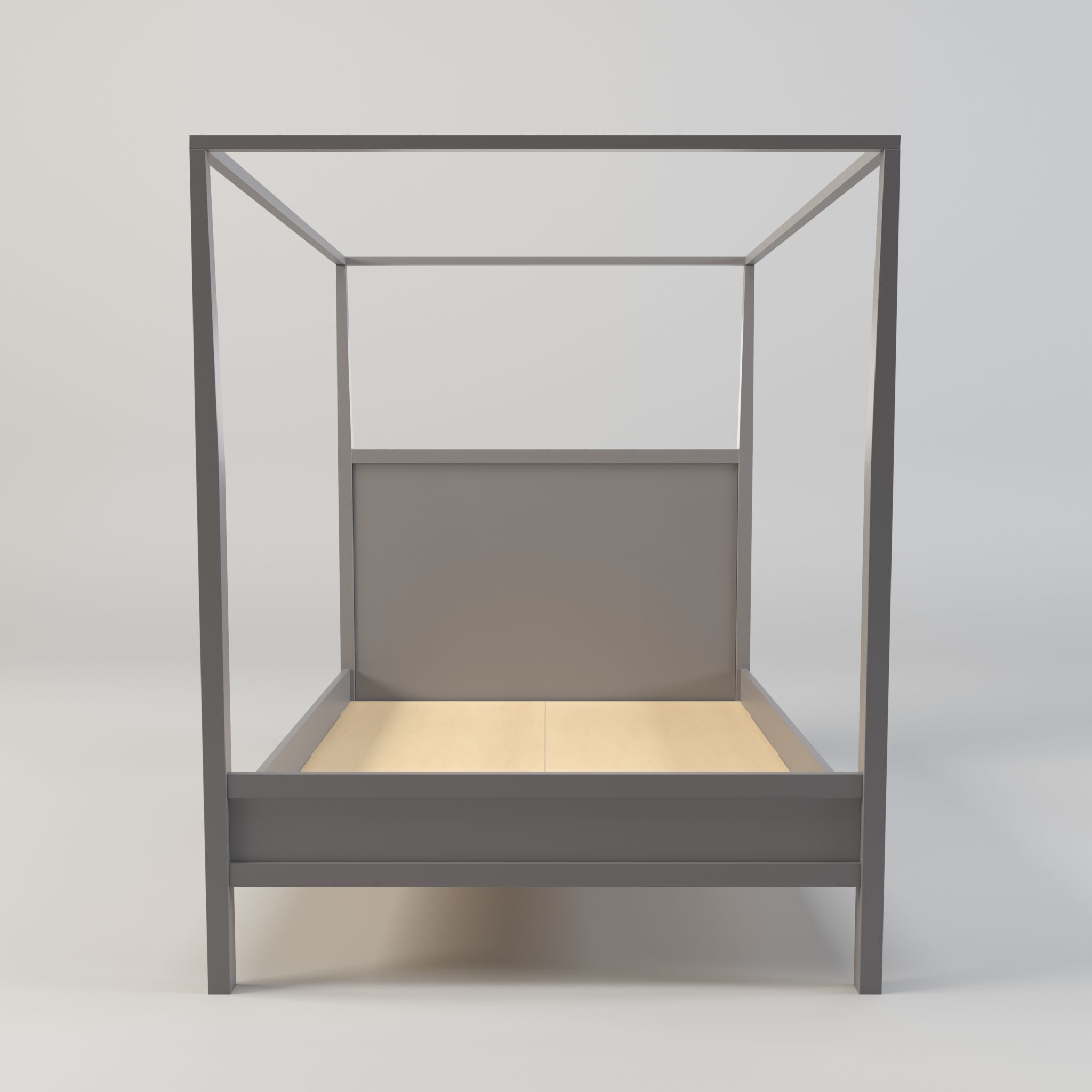 bed - canopy bed - four poster bed - queen bed Low-poly 3D model_2