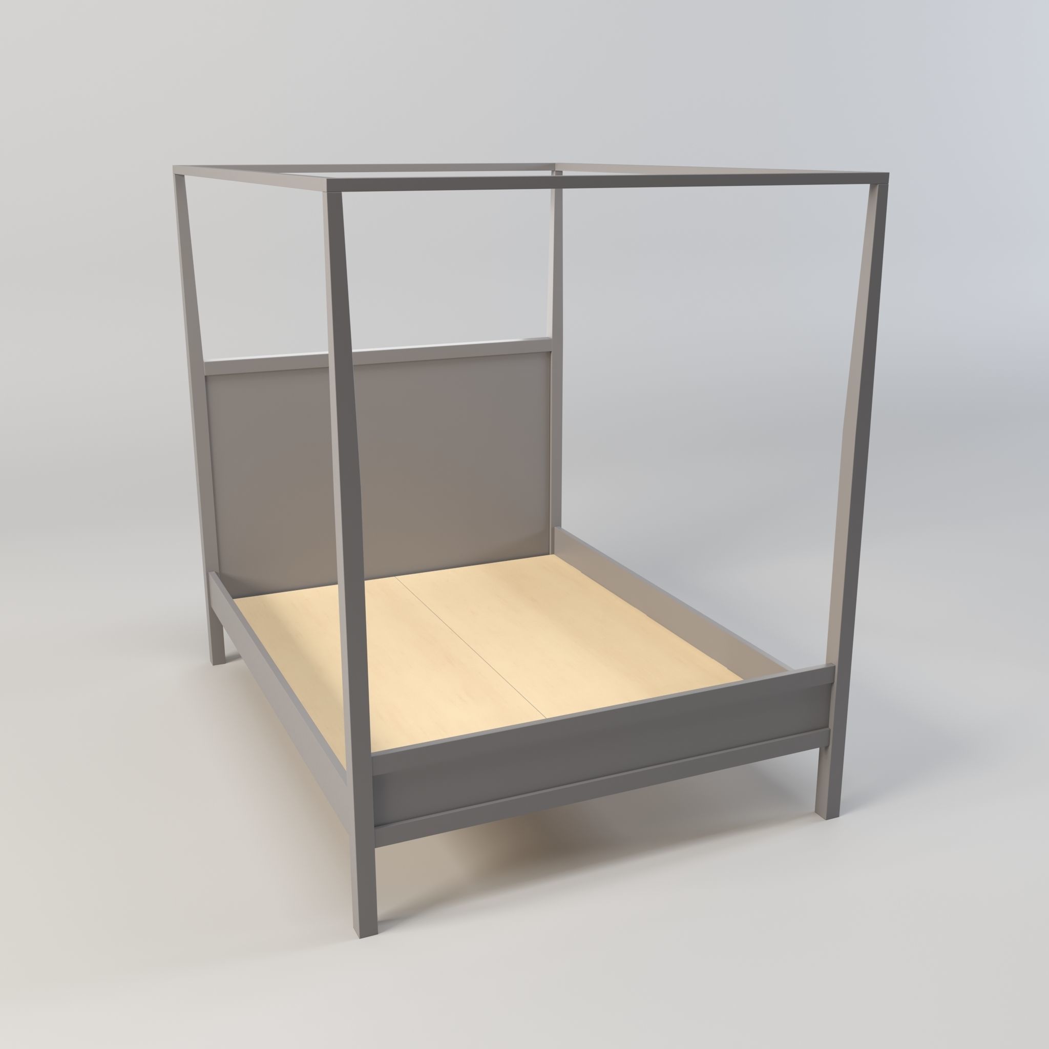 bed - canopy bed - four poster bed - queen bed Low-poly 3D model_6