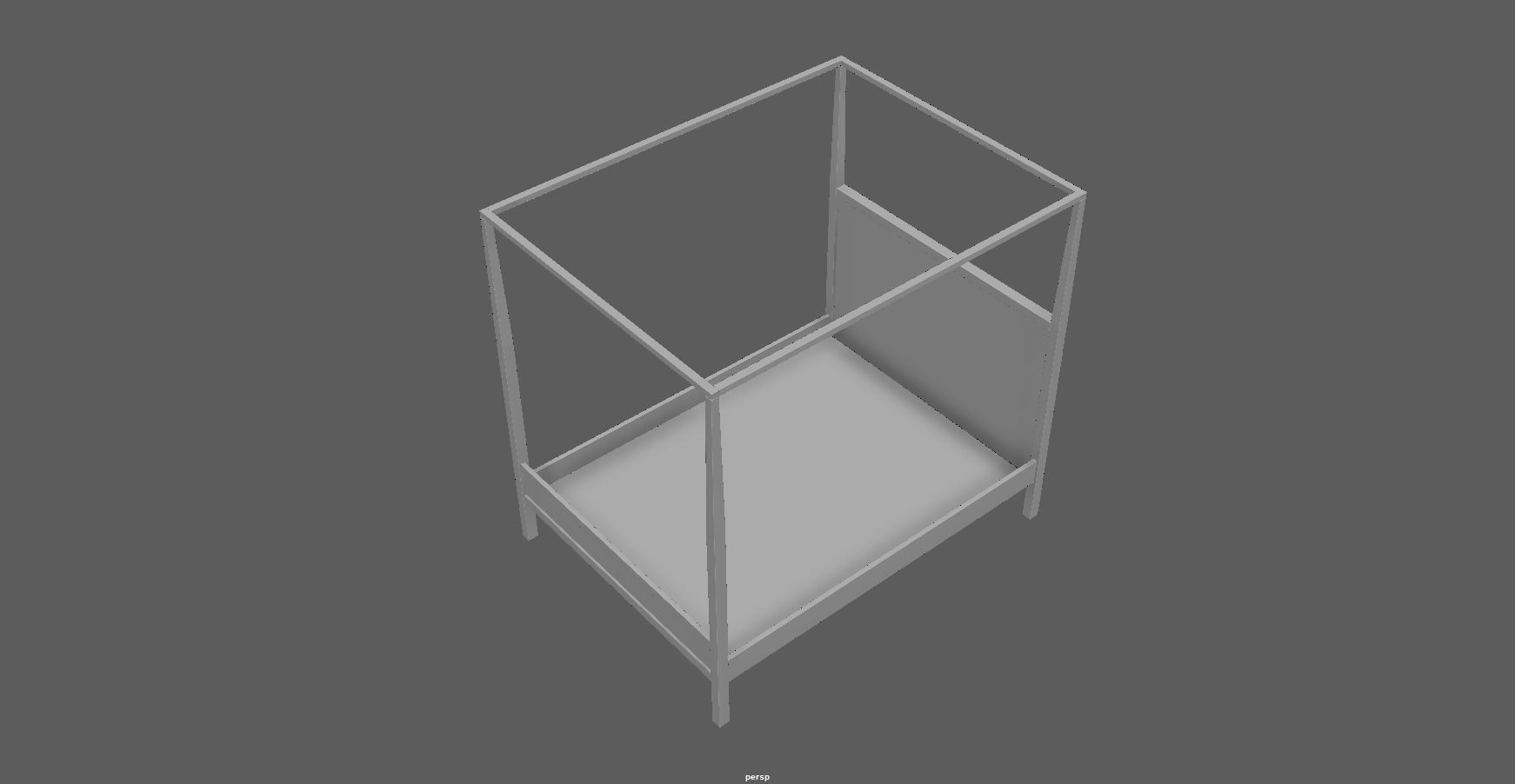 bed - canopy bed - four poster bed - queen bed Low-poly 3D model_26