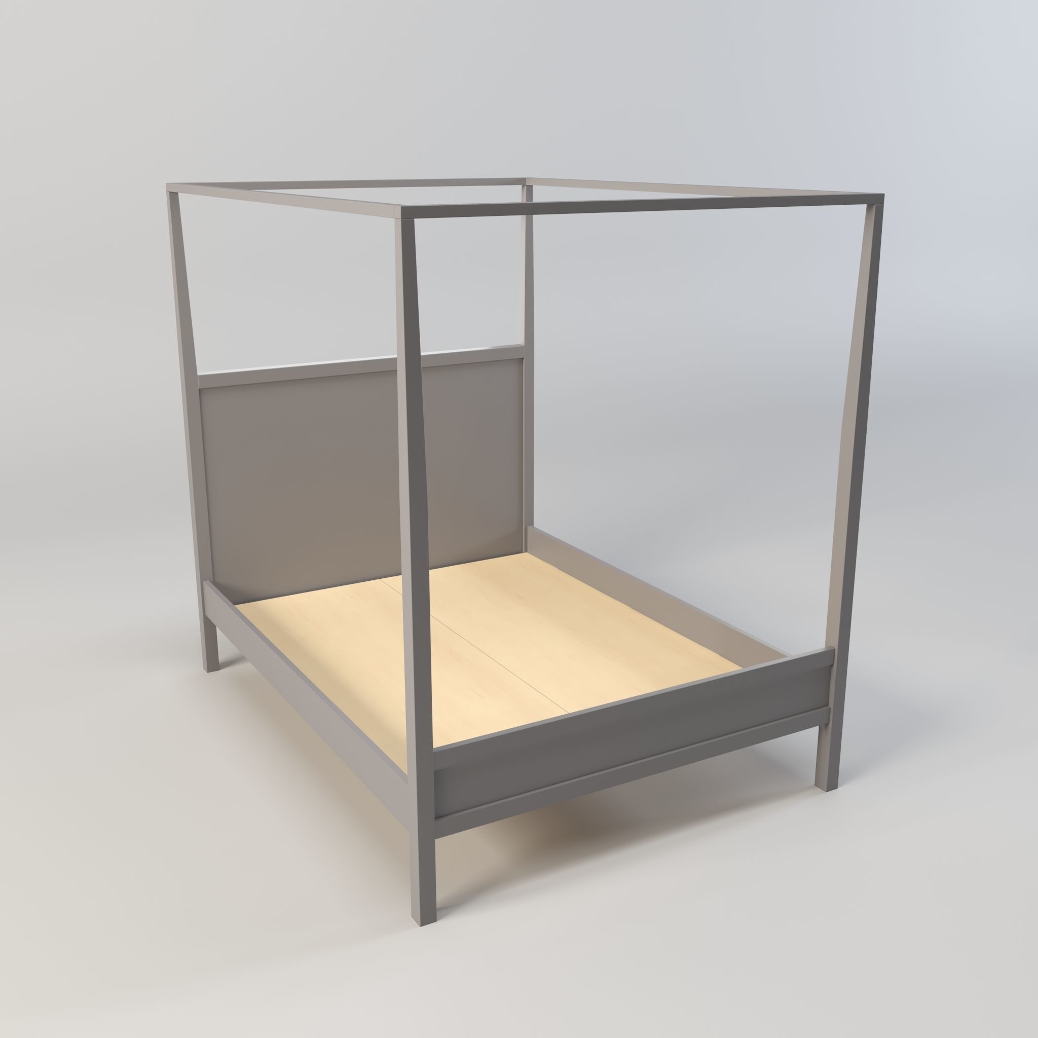 bed - canopy bed - four poster bed - queen bed Low-poly 3D model_3