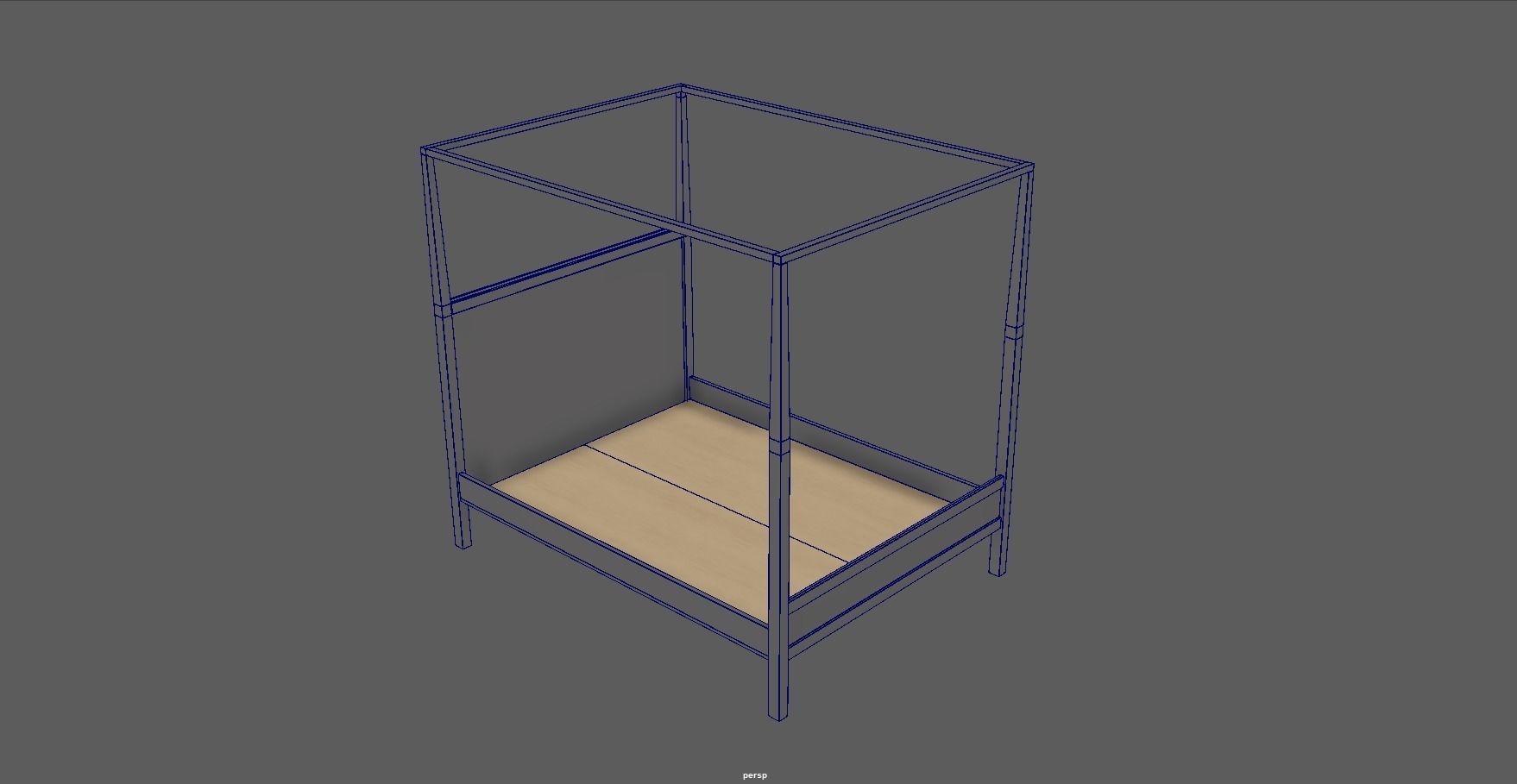 bed - canopy bed - four poster bed - queen bed Low-poly 3D model_14