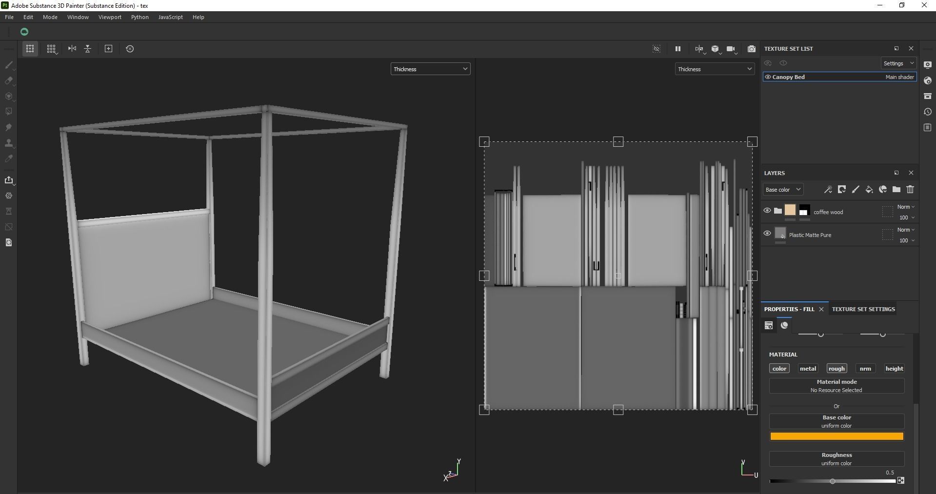 bed - canopy bed - four poster bed - queen bed Low-poly 3D model_8