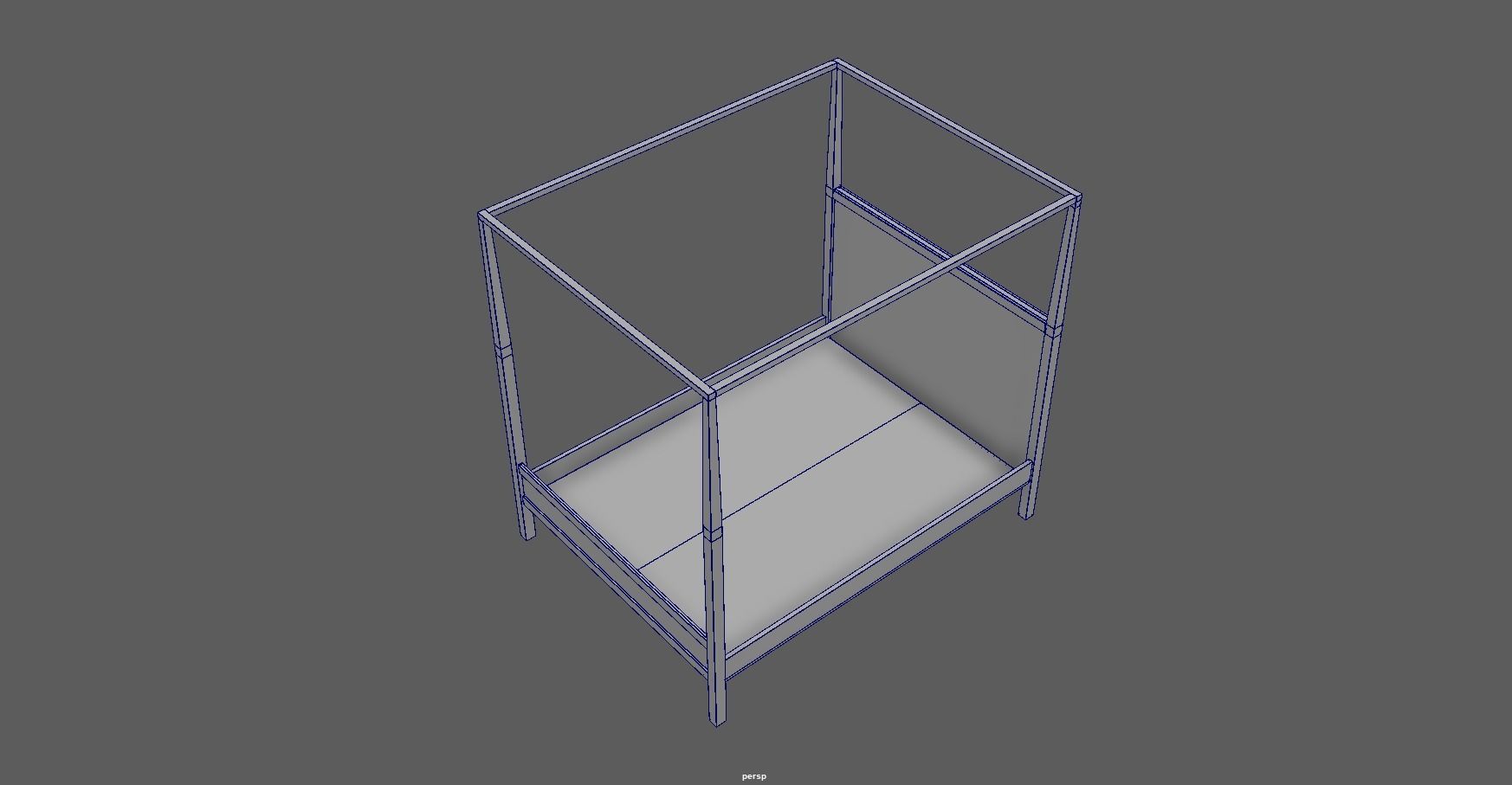 bed - canopy bed - four poster bed - queen bed Low-poly 3D model_25