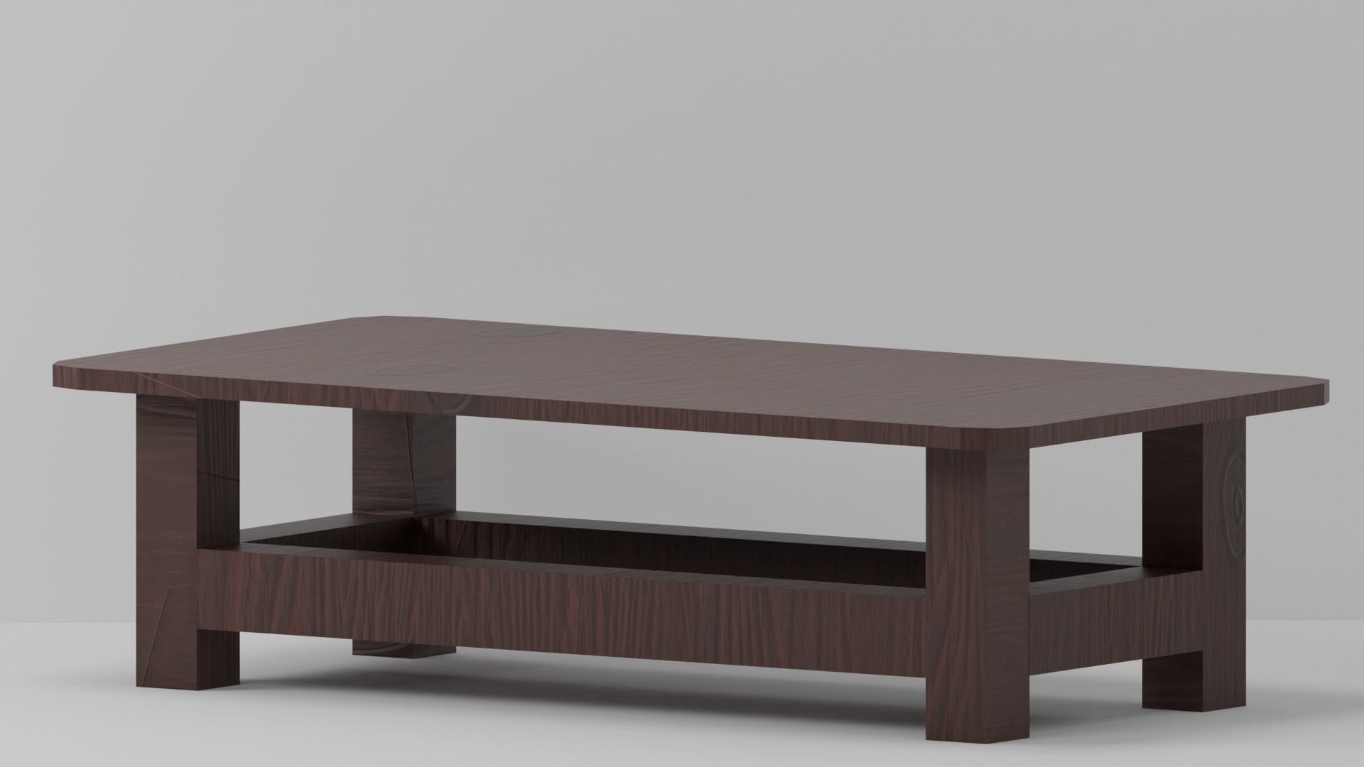 Wood-table Free 3D model_1