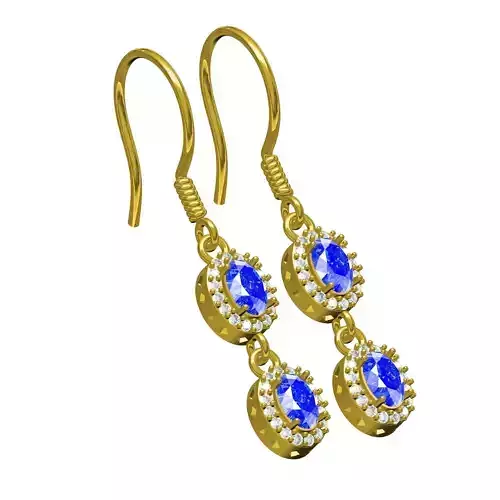 Blue Sapphire Diamond Drop Earring