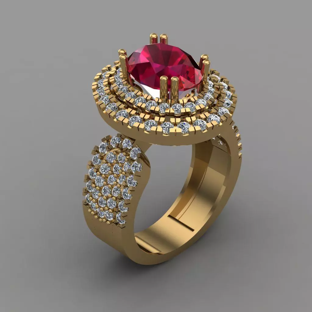 Ruby Diamond Ring Jewellery for Women 3D print model 3D print model_0