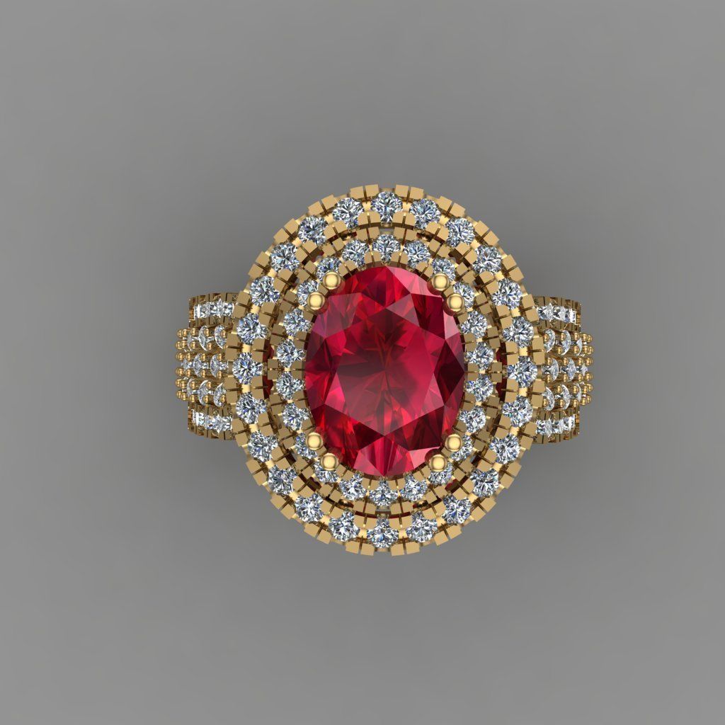 Ruby Diamond Ring Jewellery for Women 3D print model 3D print model_1