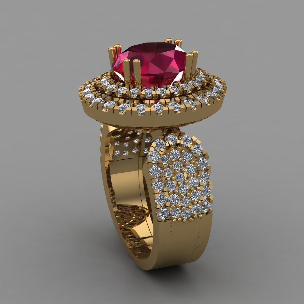 Ruby Diamond Ring Jewellery for Women 3D print model 3D print model_2