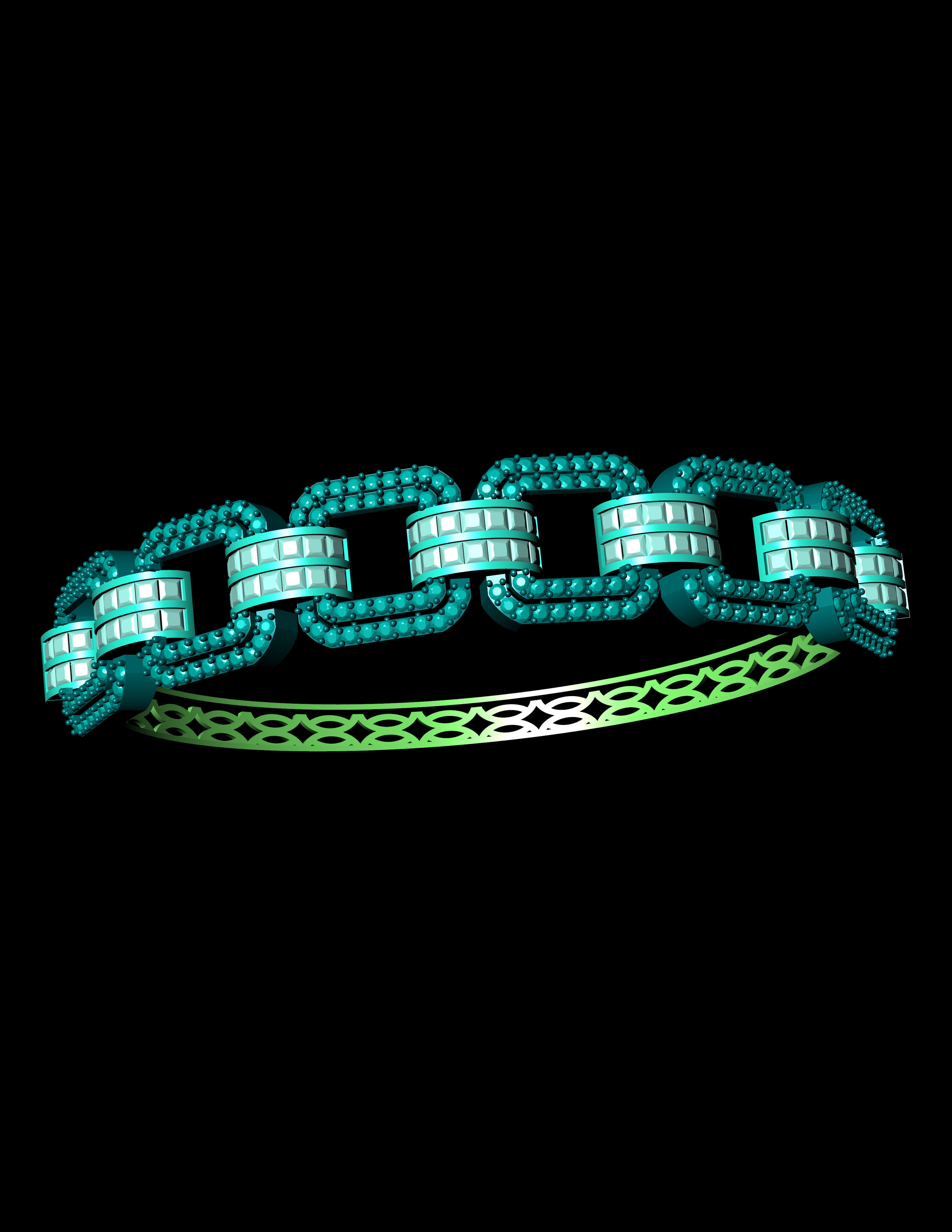 Diamond Breslet Jewellery for Women 3D print model 3D print model_9