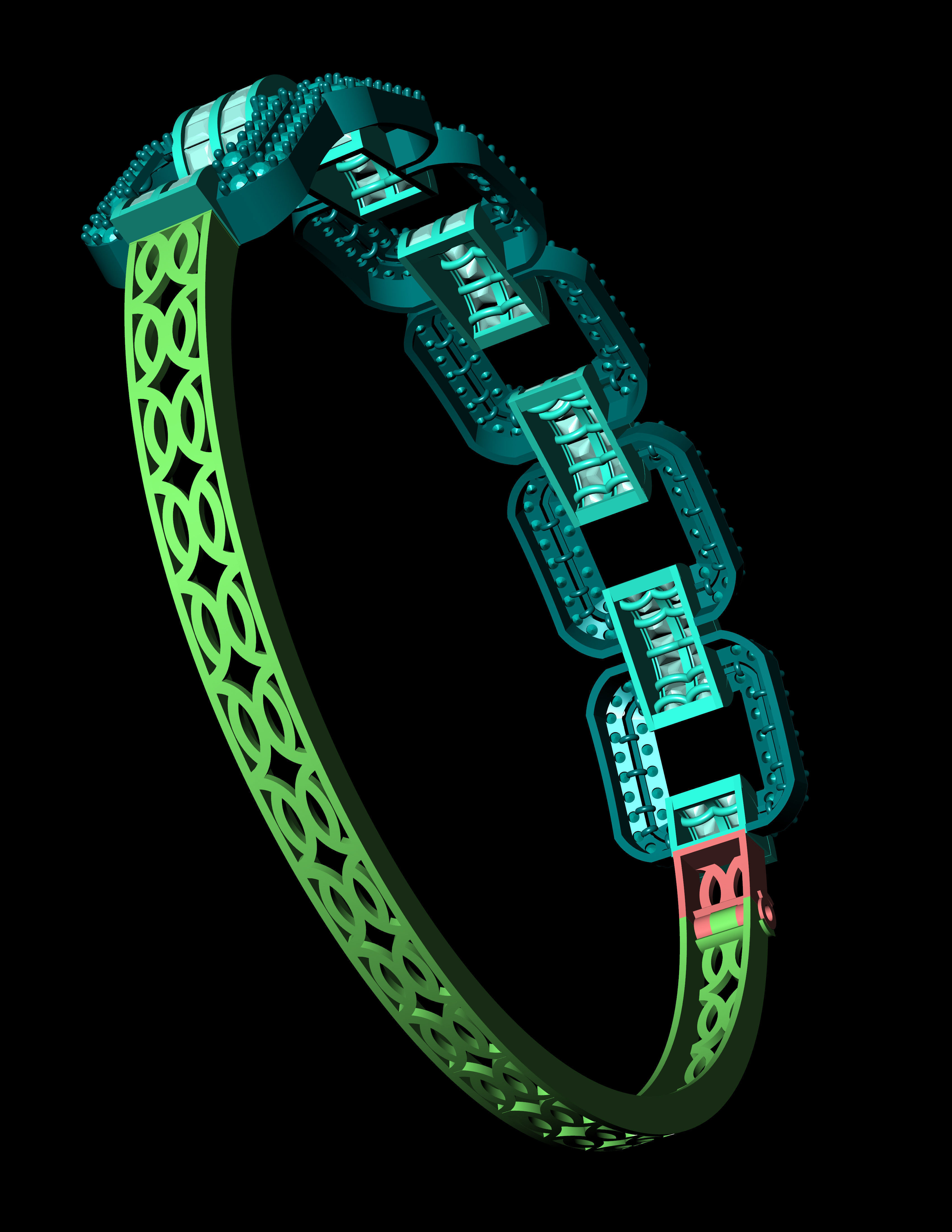 Diamond Breslet Jewellery for Women 3D print model 3D print model_10