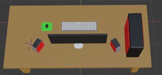 Full PC setup with table and chair Low-poly 3D model_4