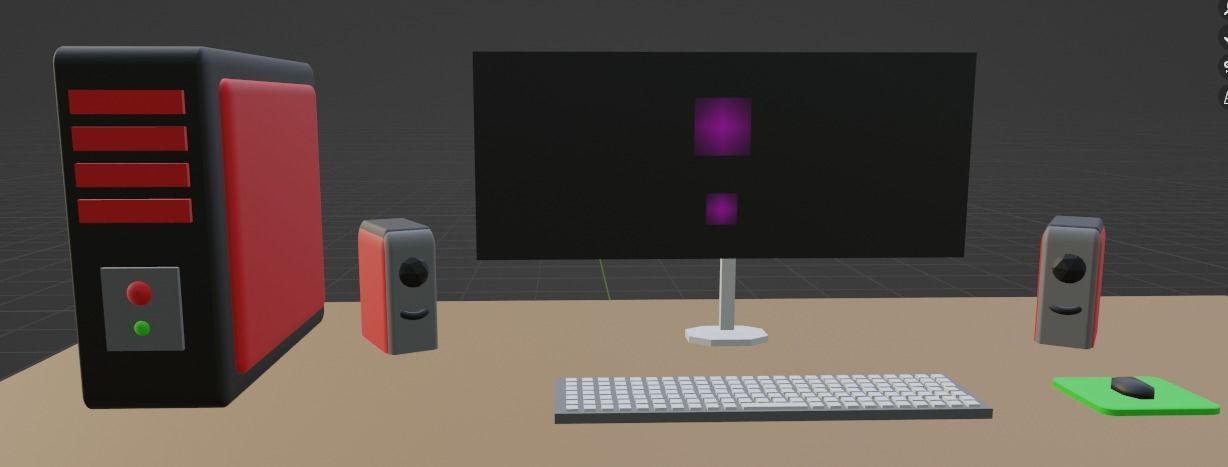 Full PC setup with table and chair Low-poly 3D model_6