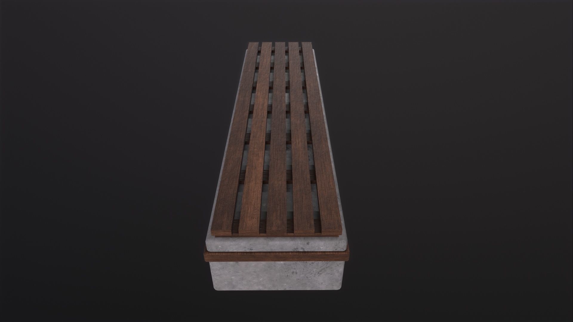 Worn Wooden Bench Block 3D Model Low-poly 3D model_4