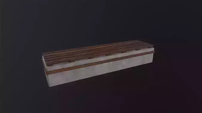Worn Wooden Bench Block 3D Model