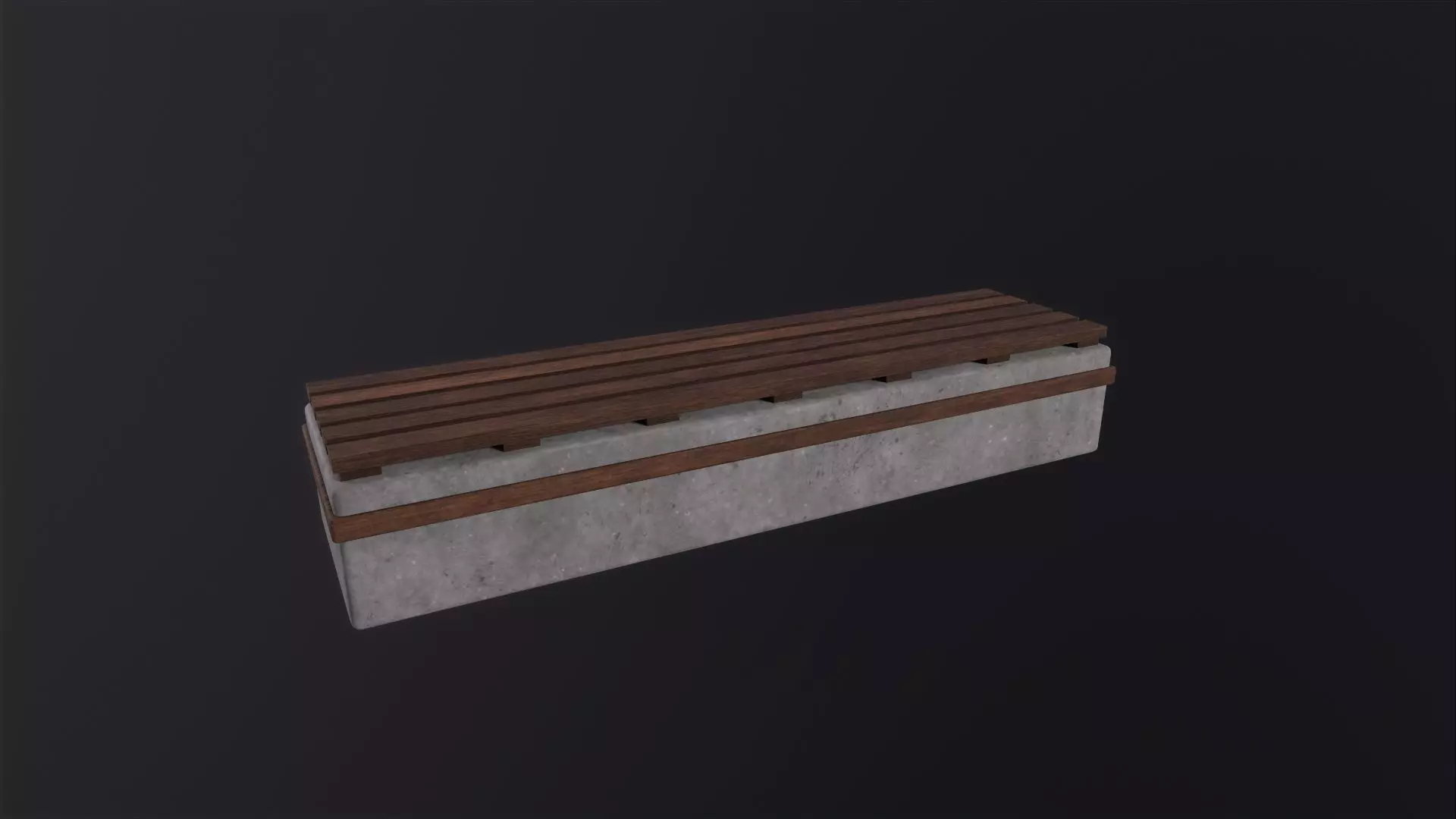Worn Wooden Bench Block 3D Model Low-poly 3D model_0