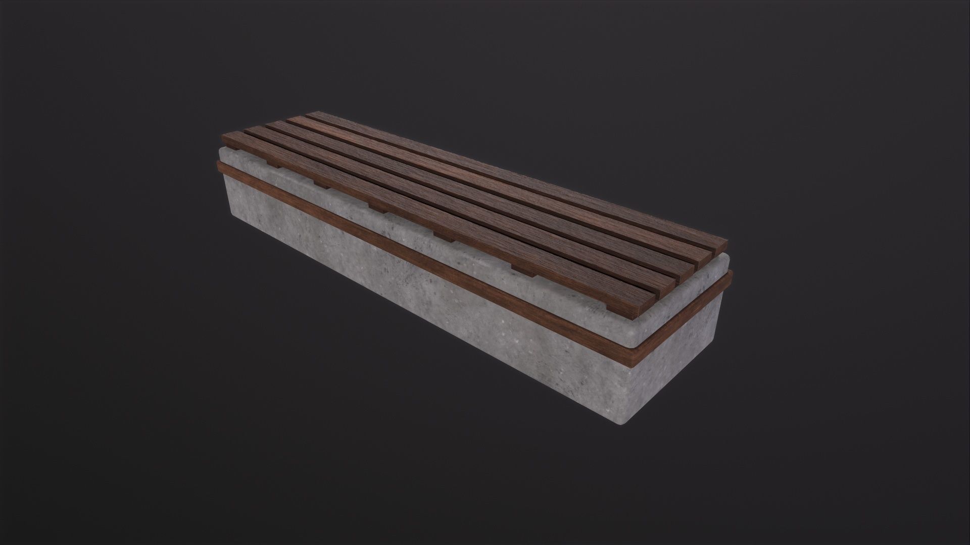 Worn Wooden Bench Block 3D Model Low-poly 3D model_2