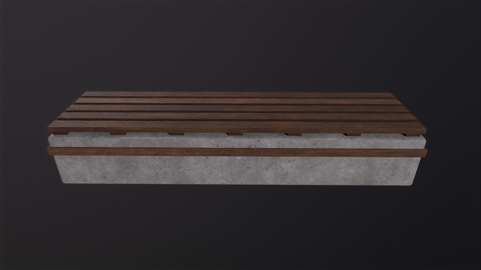 Worn Wooden Bench Block 3D Model Low-poly 3D model_3