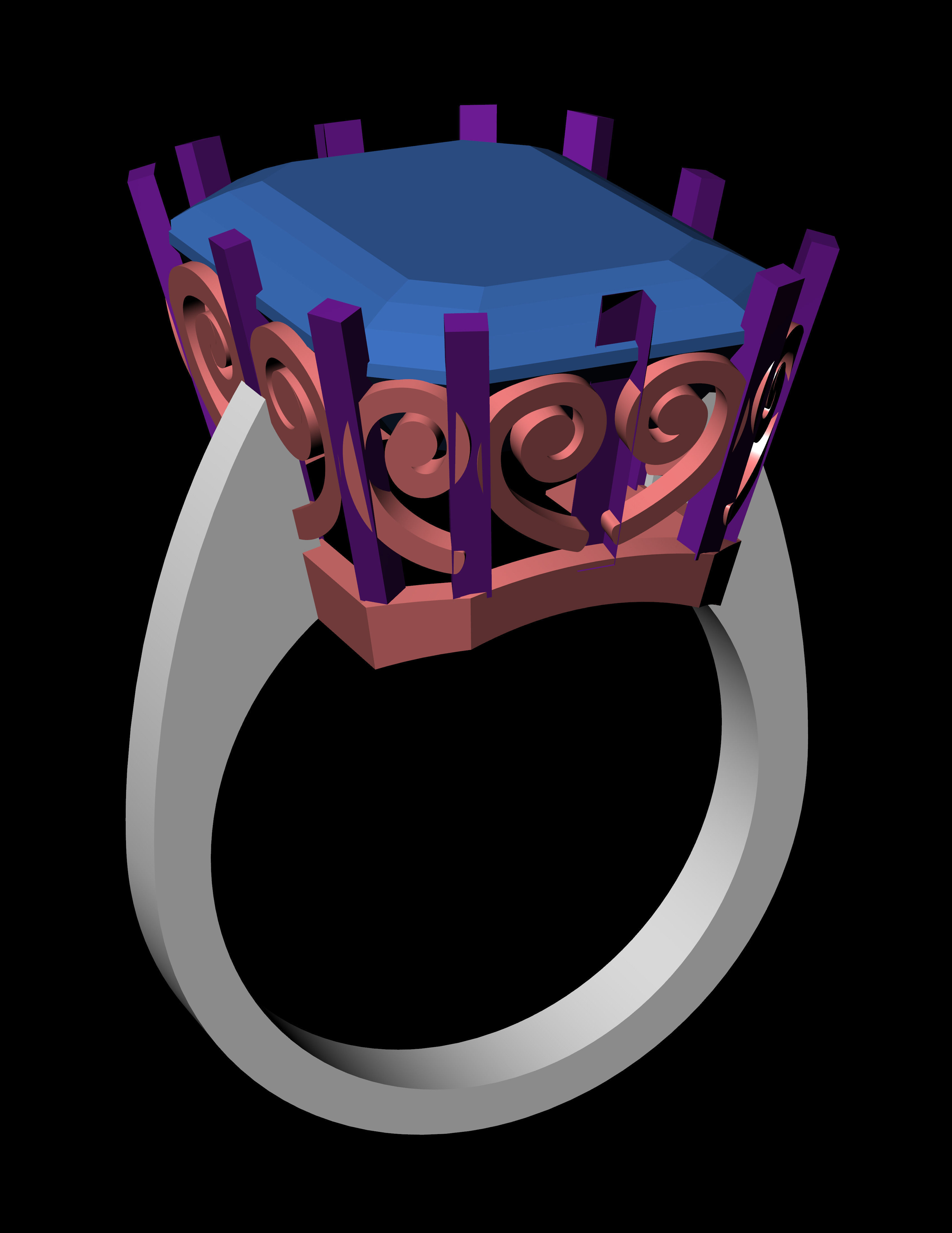 Blue Diamond Ring Jewellery for Women 3D print model 3D print model_3