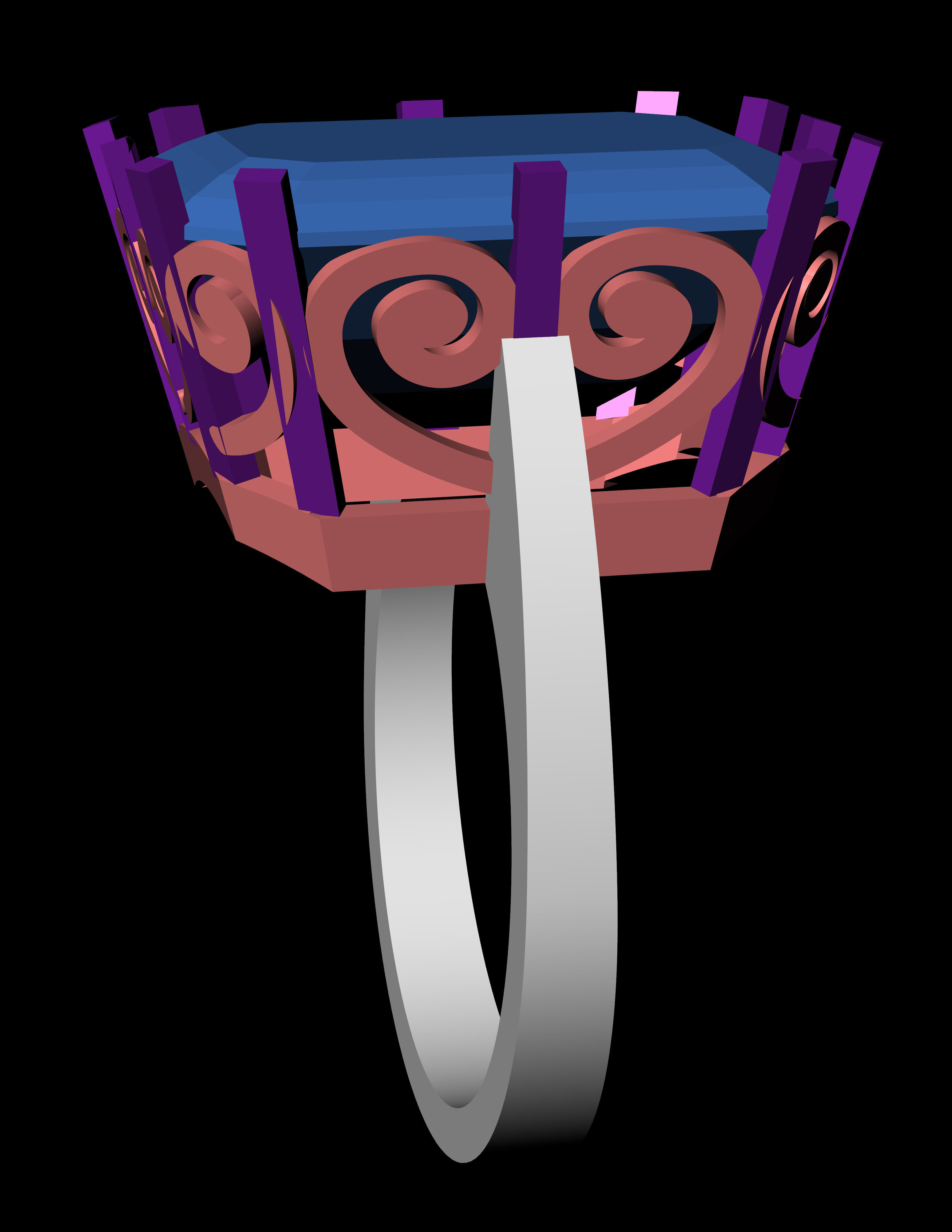 Blue Diamond Ring Jewellery for Women 3D print model 3D print model_5