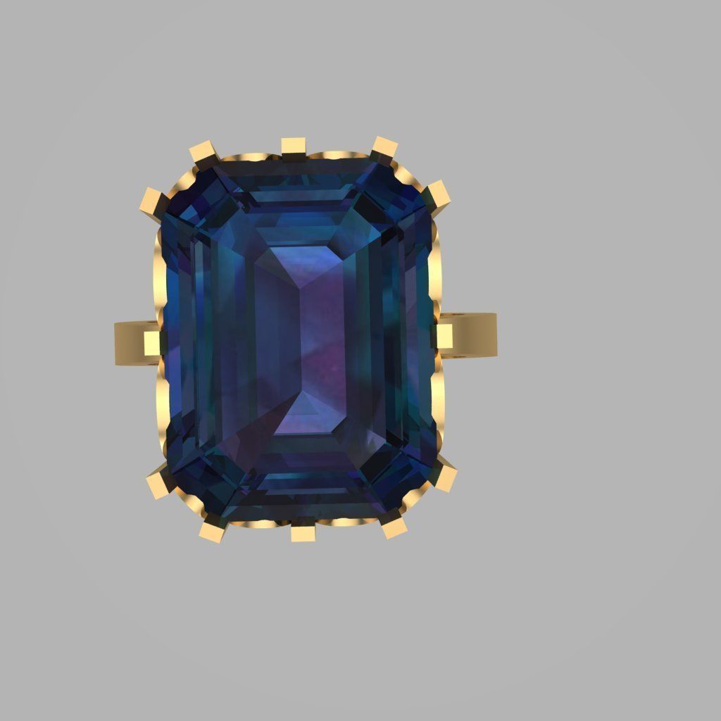 Blue Diamond Ring Jewellery for Women 3D print model 3D print model_1