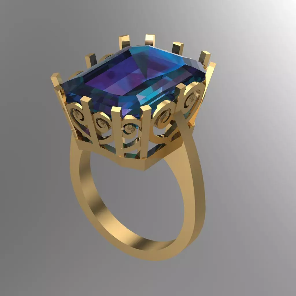 Blue Diamond Ring Jewellery for Women 3D print model 3D print model_0