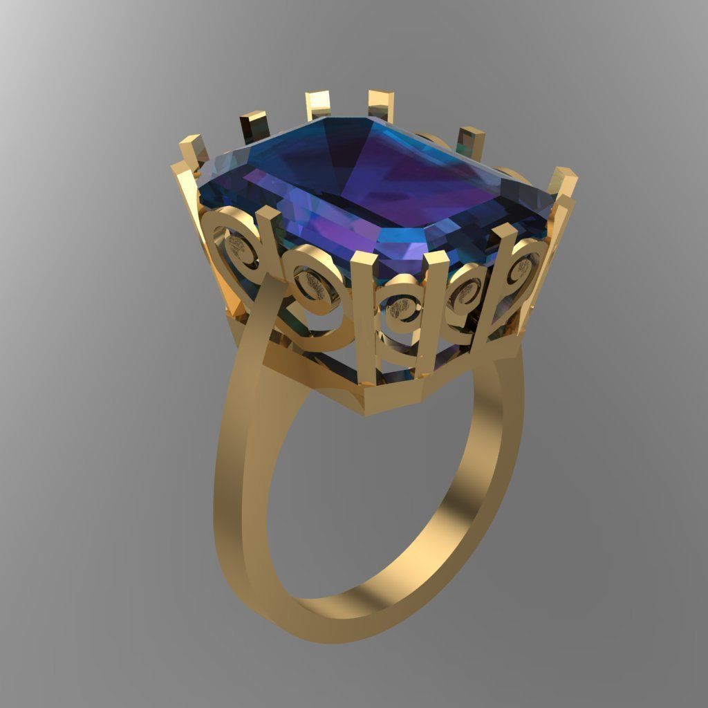 Blue Diamond Ring Jewellery for Women 3D print model 3D print model_2