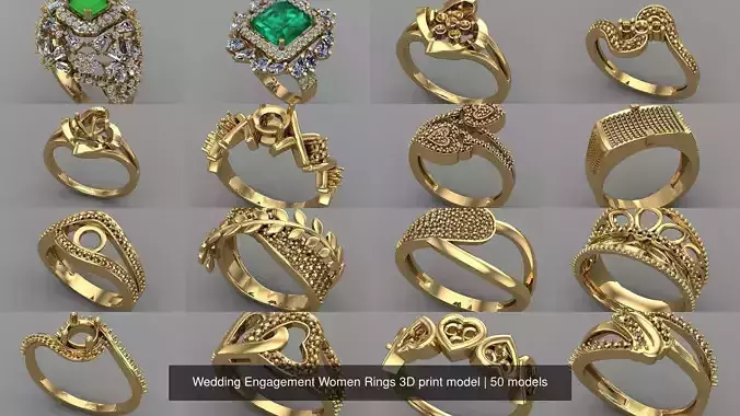 Wedding Engagement Women Rings 3D print model