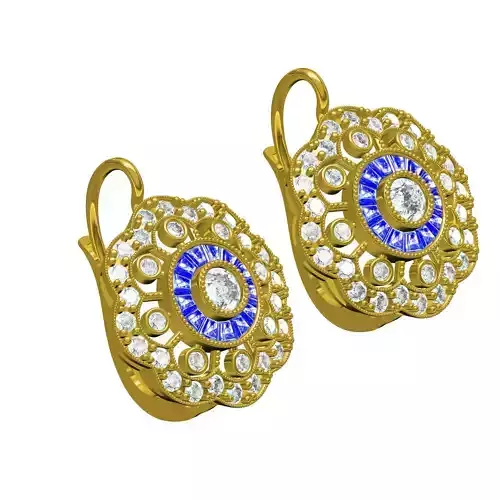 Diamond Cluster Hoop Earring