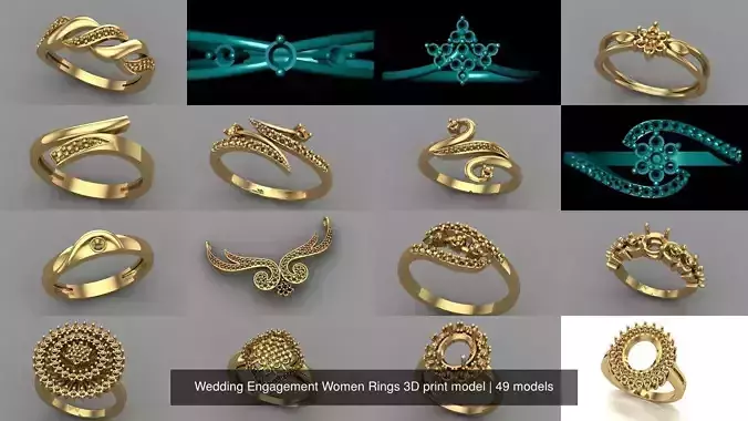 Wedding Engagement Women Rings 3D print model