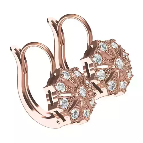 Milgrain Set Flower Earring