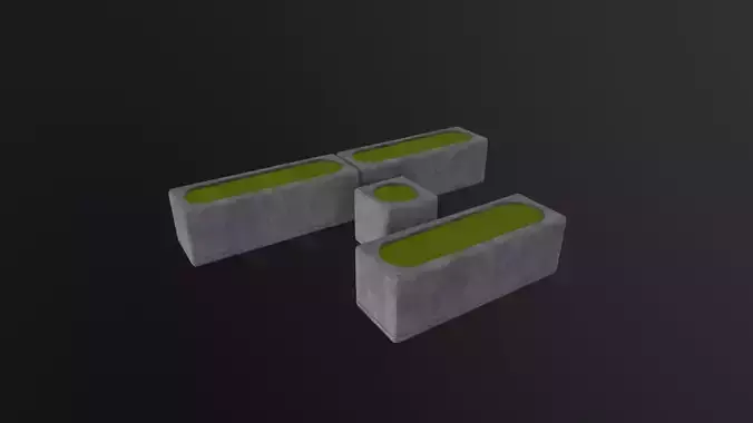 Concrete Grass Blocks 3D Model Low-poly 3D model