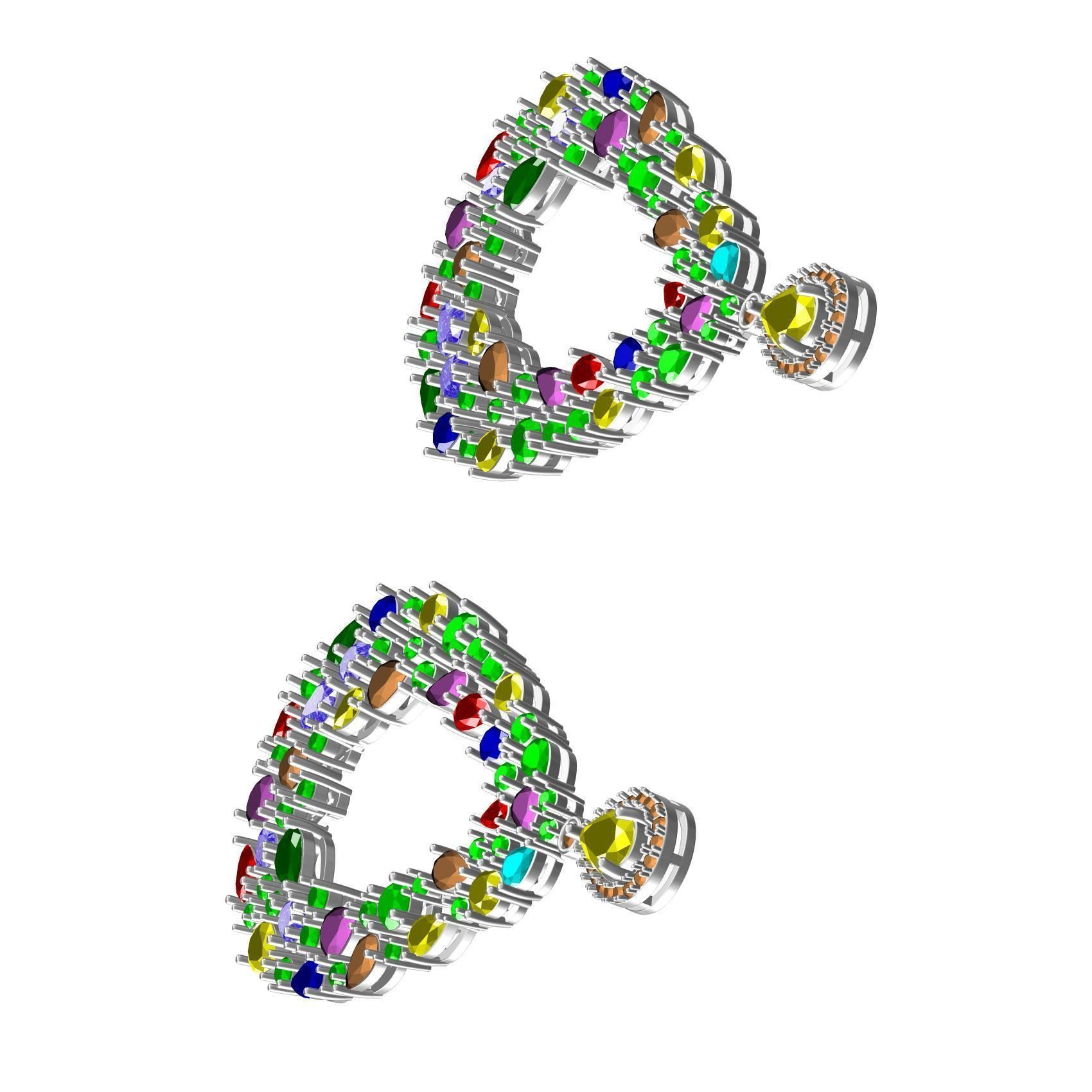 Antique Multi Color Stone Drop Earring 3D print model_7