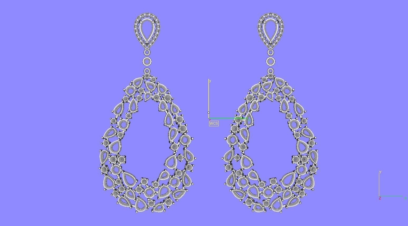 Antique Multi Color Stone Drop Earring 3D print model_13