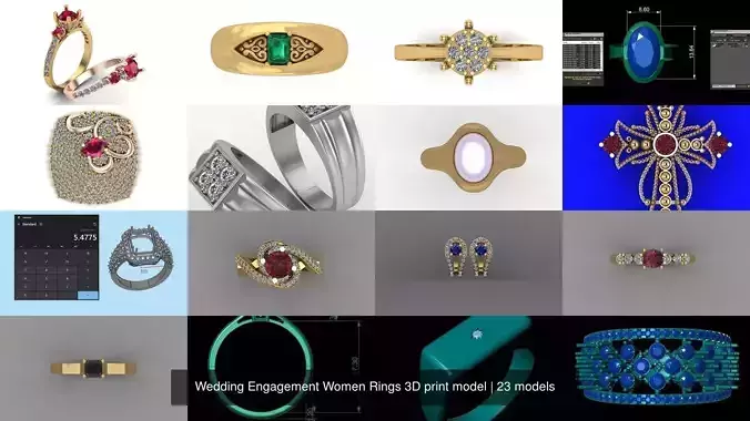 Wedding Engagement Women Rings 3D print model 3D Model Collection