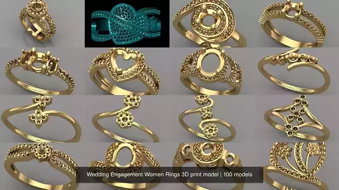 Wedding Engagement Women Rings 3D print model