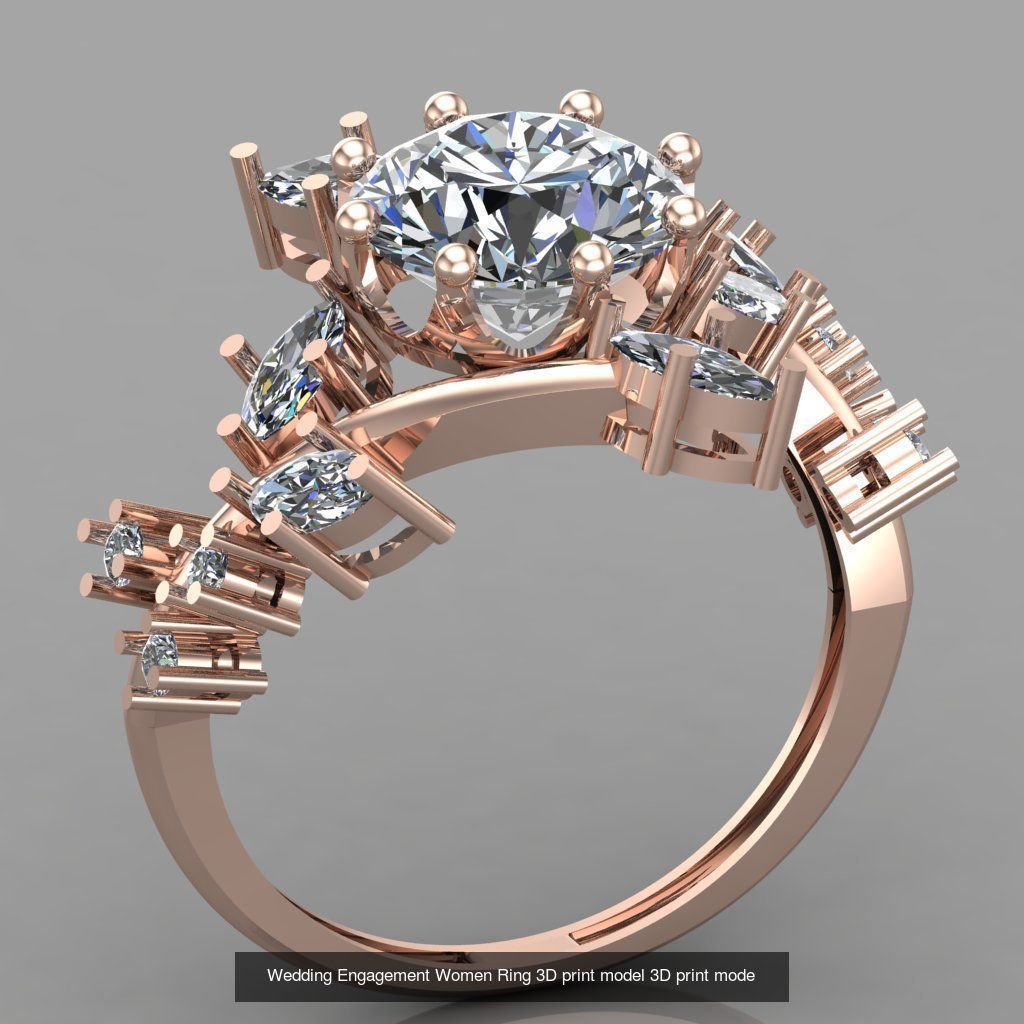 Wedding Engagement Women Rings 3D print model 3D Model Collection_41