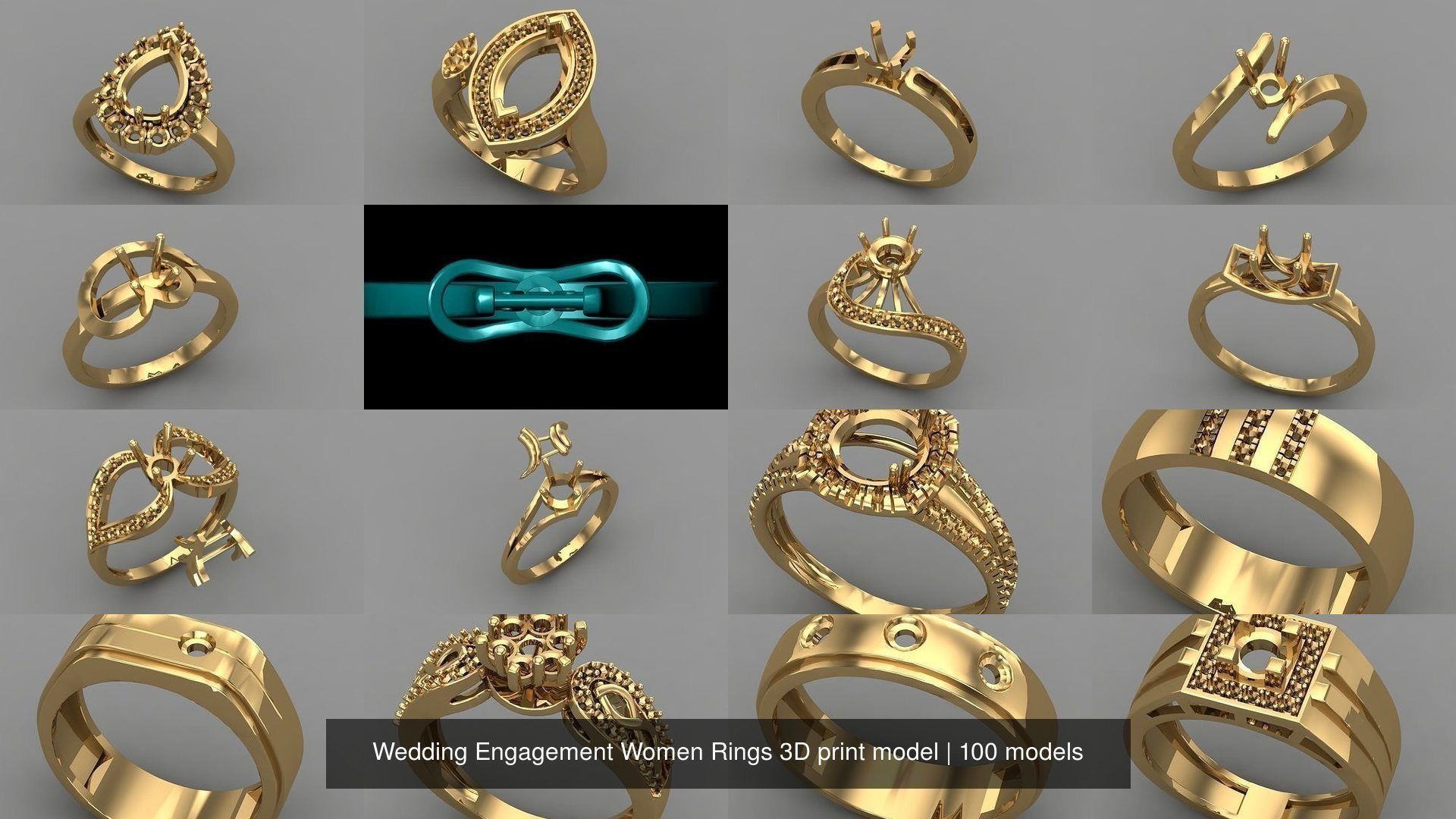 Wedding Engagement Women Rings 3D print model 3D Model Collection_8